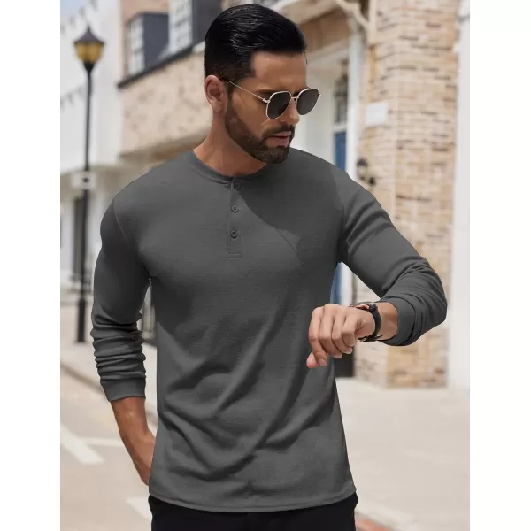 COOFANDY Men's Henley Shirts Long Sleeve Button T-Shirt Lightweight Fashion Casual Pullover Shirt