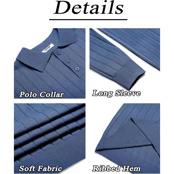COOFANDY Mens Knit Polo Sweater Long Sleeve Polos Lightweight Casual Dress Pullover Sweaters