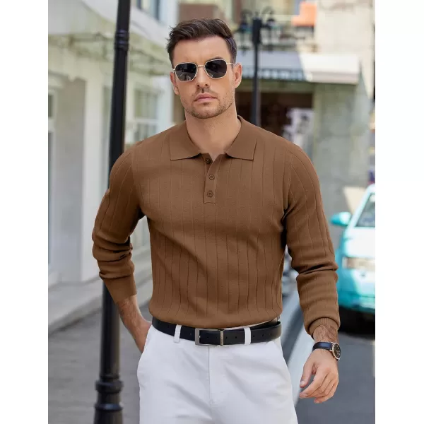 COOFANDY Mens Knit Polo Sweater Long Sleeve Polos Lightweight Casual Dress Pullover Sweaters
