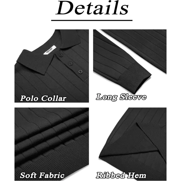 COOFANDY Mens Knit Polo Sweater Long Sleeve Polos Lightweight Casual Dress Pullover Sweaters