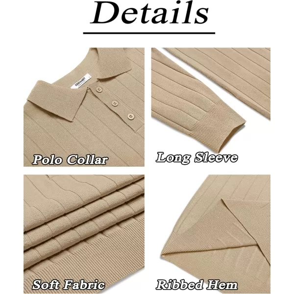 COOFANDY Mens Knit Polo Sweater Long Sleeve Polos Lightweight Casual Dress Pullover Sweaters