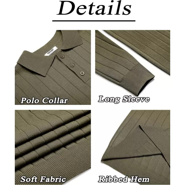 COOFANDY Mens Knit Polo Sweater Long Sleeve Polos Lightweight Casual Dress Pullover Sweaters