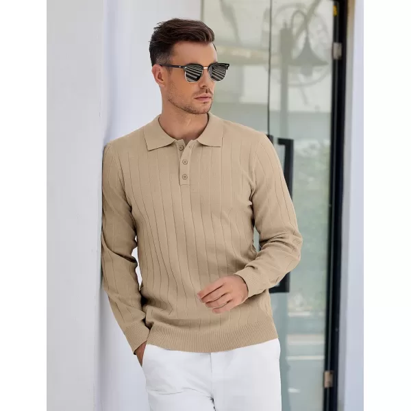 COOFANDY Mens Knit Polo Sweater Long Sleeve Polos Lightweight Casual Dress Pullover Sweaters