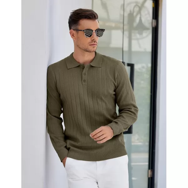COOFANDY Mens Knit Polo Sweater Long Sleeve Polos Lightweight Casual Dress Pullover Sweaters