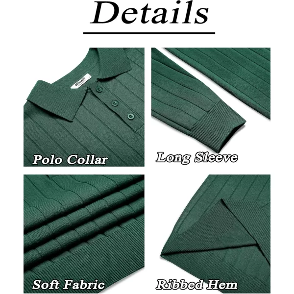 COOFANDY Mens Knit Polo Sweater Long Sleeve Polos Lightweight Casual Dress Pullover Sweaters