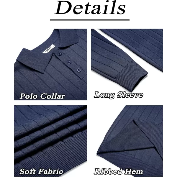 COOFANDY Mens Knit Polo Sweater Long Sleeve Polos Lightweight Casual Dress Pullover Sweaters