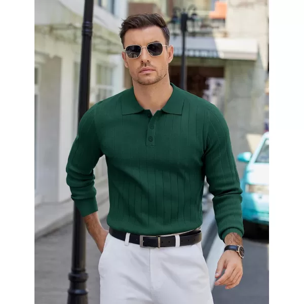 COOFANDY Mens Knit Polo Sweater Long Sleeve Polos Lightweight Casual Dress Pullover Sweaters