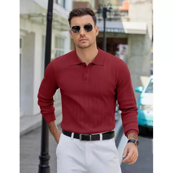 COOFANDY Mens Knit Polo Sweater Long Sleeve Polos Lightweight Casual Dress Pullover Sweaters