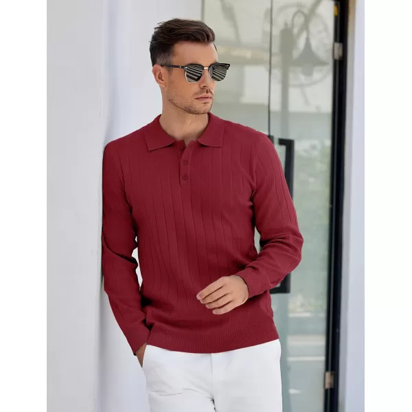 COOFANDY Mens Knit Polo Sweater Long Sleeve Polos Lightweight Casual Dress Pullover Sweaters
