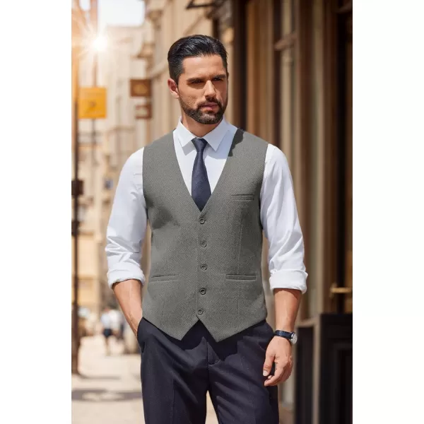 COOFANDY Men's Suit Vests Slim Fit Herringbone Waistcoat Casual Business Dress Vest