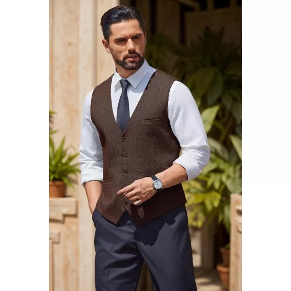 COOFANDY Men's Suit Vests Slim Fit Herringbone Waistcoat Casual Business Dress Vest