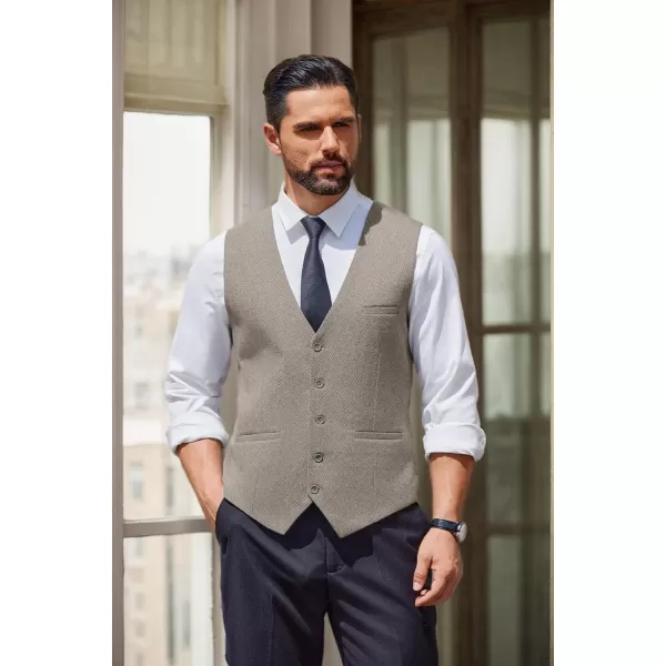 COOFANDY Men's Suit Vests Slim Fit Herringbone Waistcoat Casual Business Dress Vest