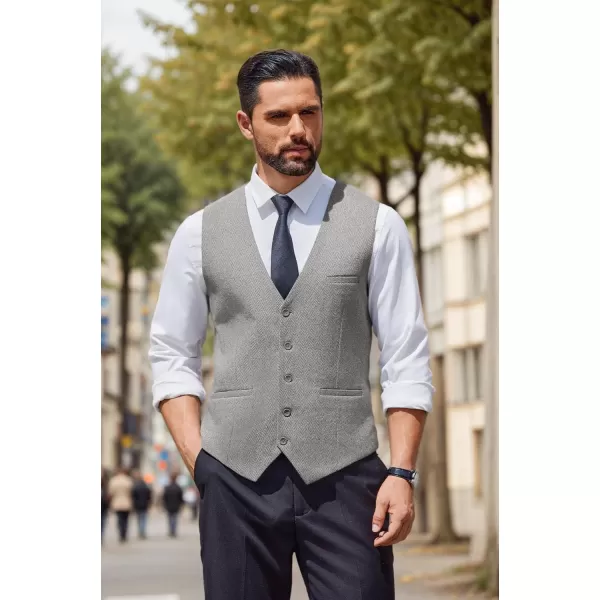 COOFANDY Men's Suit Vests Slim Fit Herringbone Waistcoat Casual Business Dress Vest