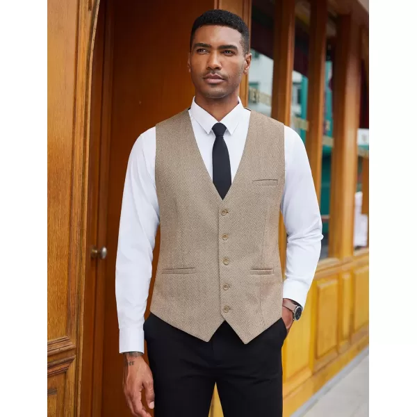 COOFANDY Men's Suit Vests Slim Fit Herringbone Waistcoat Casual Business Dress Vest