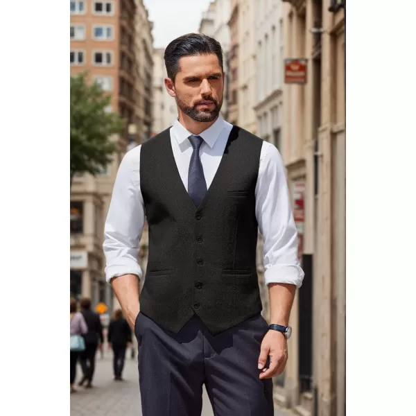 COOFANDY Men's Suit Vests Slim Fit Herringbone Waistcoat Casual Business Dress Vest