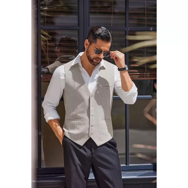 COOFANDY Men's Suit Vests Slim Fit Herringbone Waistcoat Casual Business Dress Vest