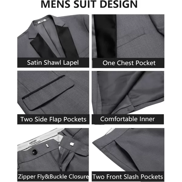 COOFANDY Men's Suits 2 Piece Slim Fit Dress Suits Tuxedo Jacket One Button Blazer for Wedding Business Prom