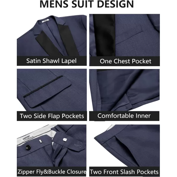 COOFANDY Men's Suits 2 Piece Slim Fit Dress Suits Tuxedo Jacket One Button Blazer for Wedding Business Prom