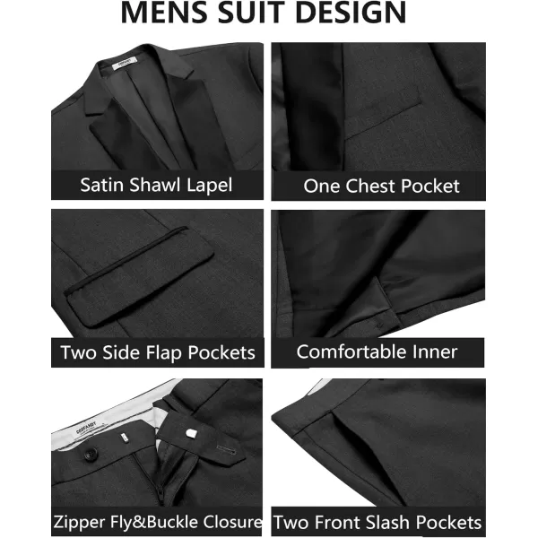 COOFANDY Men's Suits 2 Piece Slim Fit Dress Suits Tuxedo Jacket One Button Blazer for Wedding Business Prom