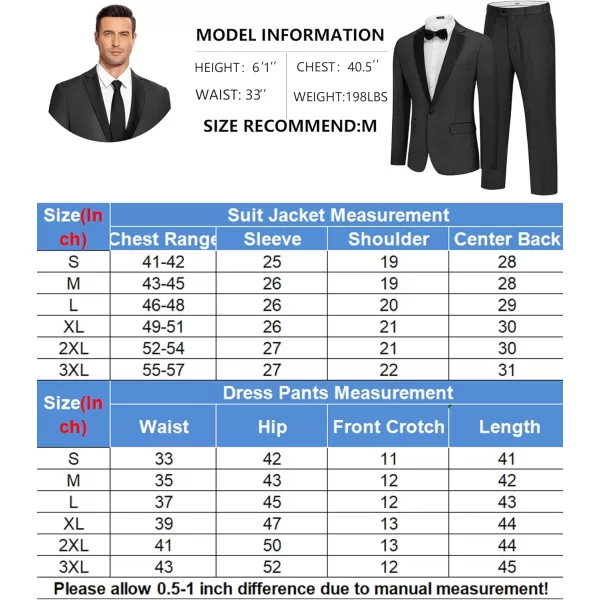COOFANDY Men's Suits 2 Piece Slim Fit Dress Suits Tuxedo Jacket One Button Blazer for Wedding Business Prom