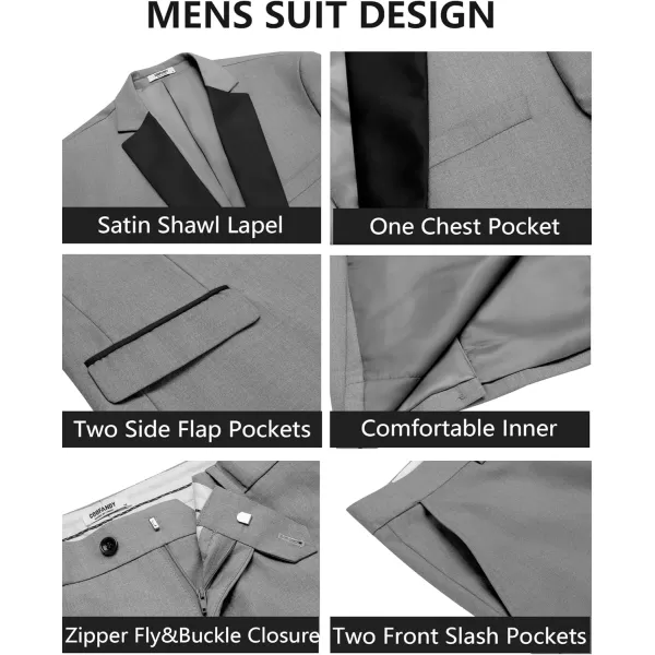 COOFANDY Men's Suits 2 Piece Slim Fit Dress Suits Tuxedo Jacket One Button Blazer for Wedding Business Prom