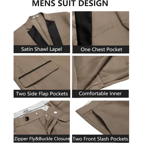 COOFANDY Men's Suits 2 Piece Slim Fit Dress Suits Tuxedo Jacket One Button Blazer for Wedding Business Prom