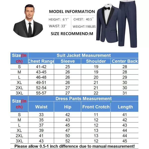 COOFANDY Men's Suits 2 Piece Slim Fit Dress Suits Tuxedo Jacket One Button Blazer for Wedding Business Prom