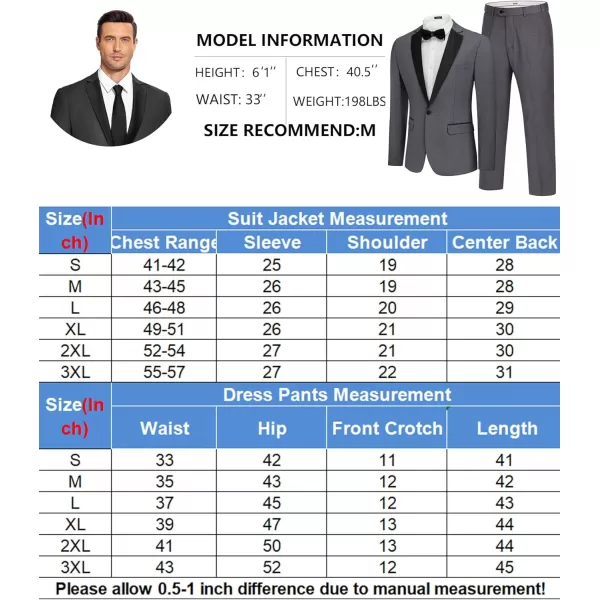 COOFANDY Men's Suits 2 Piece Slim Fit Dress Suits Tuxedo Jacket One Button Blazer for Wedding Business Prom