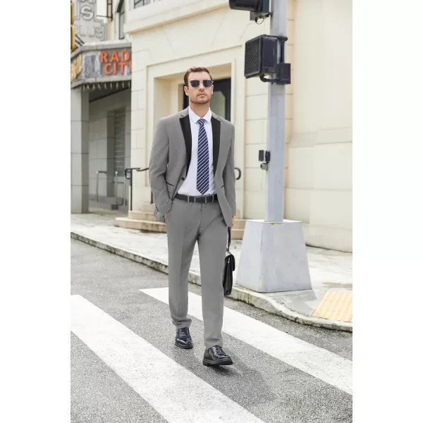 COOFANDY Men's Suits 2 Piece Slim Fit Dress Suits Tuxedo Jacket One Button Blazer for Wedding Business Prom