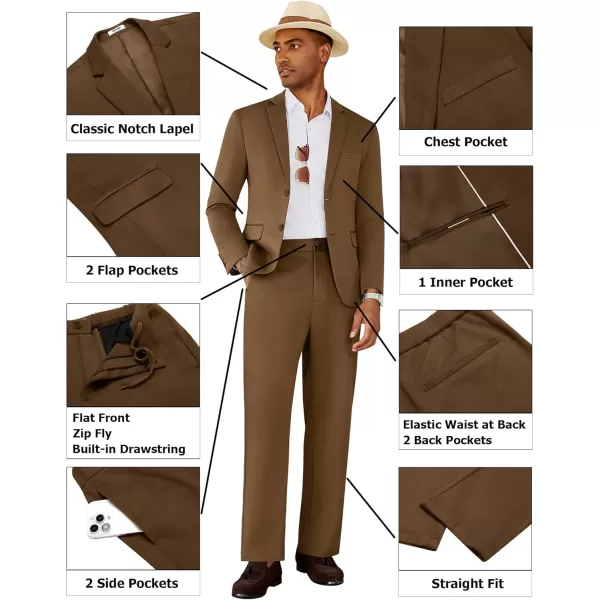 COOFANDY Men's Suits 2 Piece Slim Fit Suit Set 2 Button Lightweight Casual Knit Blazer Suit Jacket Pants
