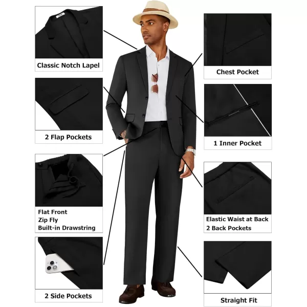 COOFANDY Men's Suits 2 Piece Slim Fit Suit Set 2 Button Lightweight Casual Knit Blazer Suit Jacket Pants