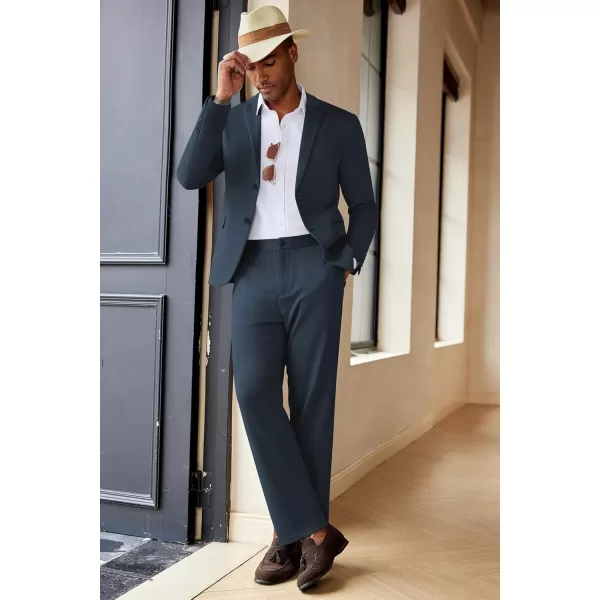 COOFANDY Men's Suits 2 Piece Slim Fit Suit Set 2 Button Lightweight Casual Knit Blazer Suit Jacket Pants