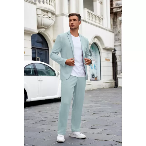 COOFANDY Men's Suits 2 Piece Slim Fit Suit Set 2 Button Lightweight Casual Knit Blazer Suit Jacket Pants
