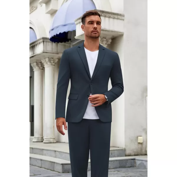 COOFANDY Men's Suits 2 Piece Slim Fit Suit Set 2 Button Lightweight Casual Knit Blazer Suit Jacket Pants