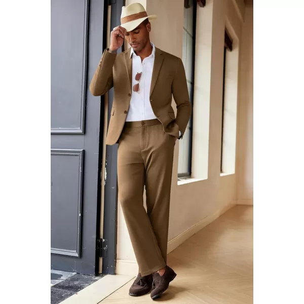 COOFANDY Men's Suits 2 Piece Slim Fit Suit Set 2 Button Lightweight Casual Knit Blazer Suit Jacket Pants