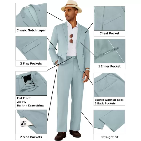 COOFANDY Men's Suits 2 Piece Slim Fit Suit Set 2 Button Lightweight Casual Knit Blazer Suit Jacket Pants