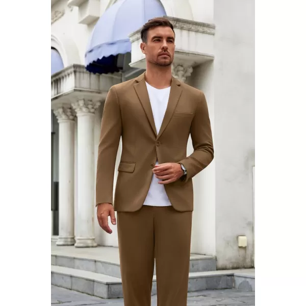 COOFANDY Men's Suits 2 Piece Slim Fit Suit Set 2 Button Lightweight Casual Knit Blazer Suit Jacket Pants