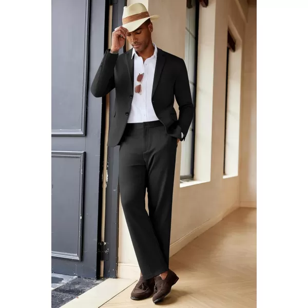 COOFANDY Men's Suits 2 Piece Slim Fit Suit Set 2 Button Lightweight Casual Knit Blazer Suit Jacket Pants