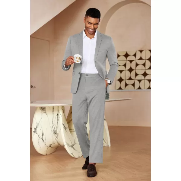 COOFANDY Men's Suits 2 Piece Slim Fit Suit Set 2 Button Lightweight Casual Knit Blazer Suit Jacket Pants