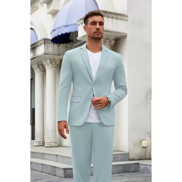 COOFANDY Men's Suits 2 Piece Slim Fit Suit Set 2 Button Lightweight Casual Knit Blazer Suit Jacket Pants