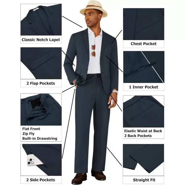 COOFANDY Men's Suits 2 Piece Slim Fit Suit Set 2 Button Lightweight Casual Knit Blazer Suit Jacket Pants