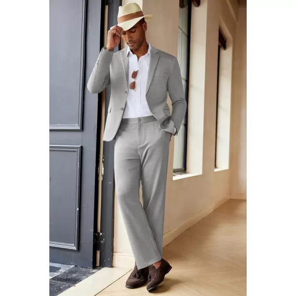 COOFANDY Men's Suits 2 Piece Slim Fit Suit Set 2 Button Lightweight Casual Knit Blazer Suit Jacket Pants