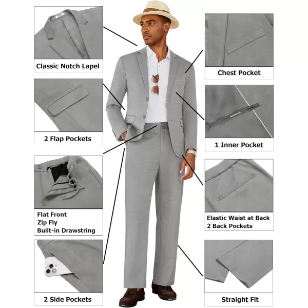 COOFANDY Men's Suits 2 Piece Slim Fit Suit Set 2 Button Lightweight Casual Knit Blazer Suit Jacket Pants