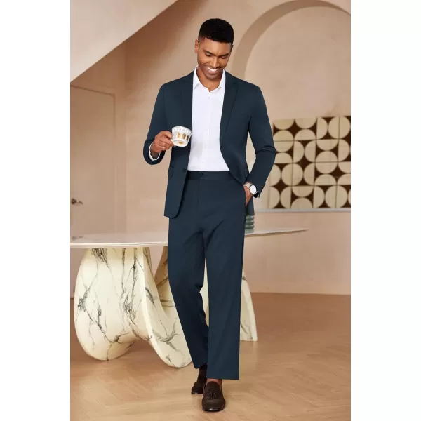 COOFANDY Men's Suits 2 Piece Slim Fit Suit Set 2 Button Lightweight Casual Knit Blazer Suit Jacket Pants