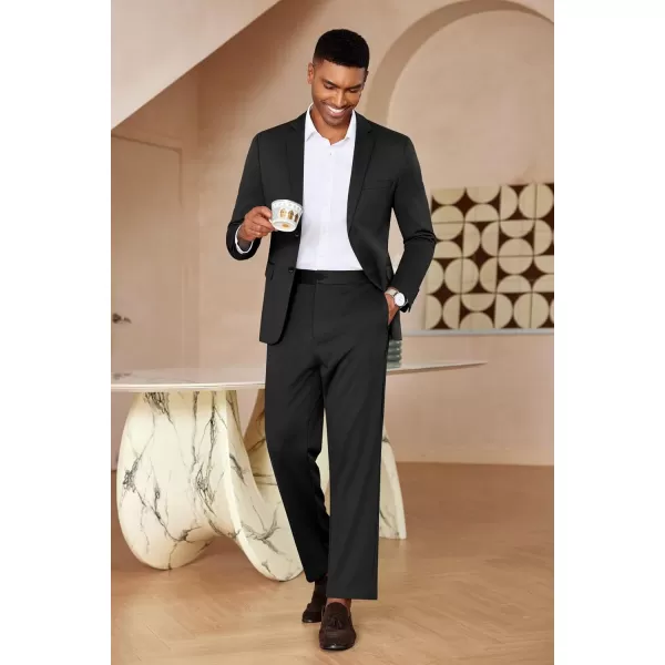 COOFANDY Men's Suits 2 Piece Slim Fit Suit Set 2 Button Lightweight Casual Knit Blazer Suit Jacket Pants