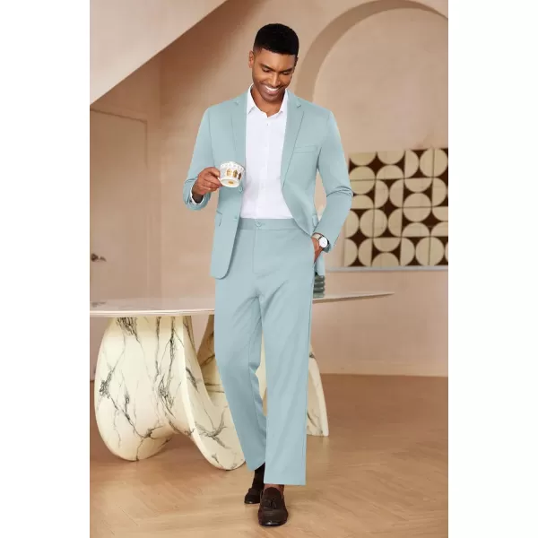 COOFANDY Men's Suits 2 Piece Slim Fit Suit Set 2 Button Lightweight Casual Knit Blazer Suit Jacket Pants