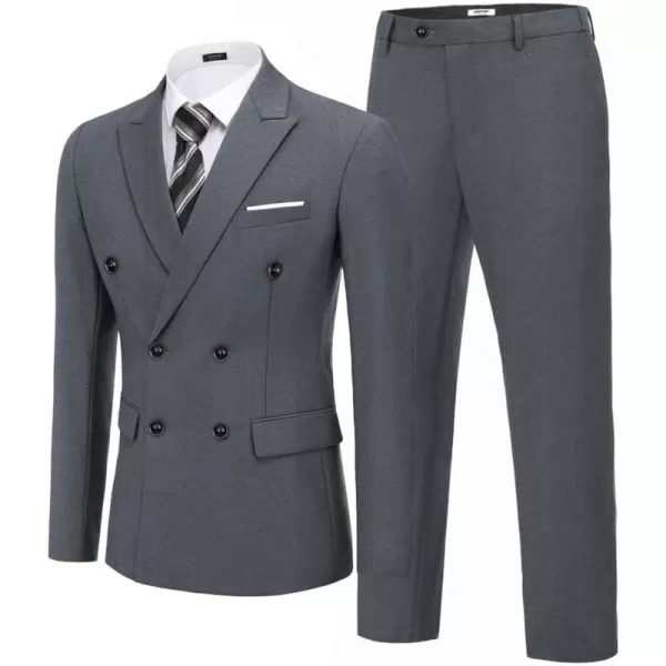 COOFANDY Men's 2 Piece Double Breasted Suits Slim Fit Tuxedo Jacket and Dress Pants Set for Wedding Business Prom