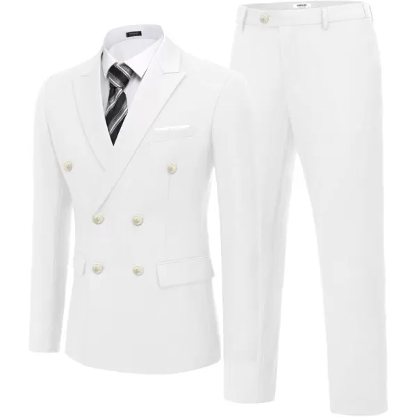 COOFANDY Men's 2 Piece Double Breasted Suits Slim Fit Tuxedo Jacket and Dress Pants Set for Wedding Business Prom