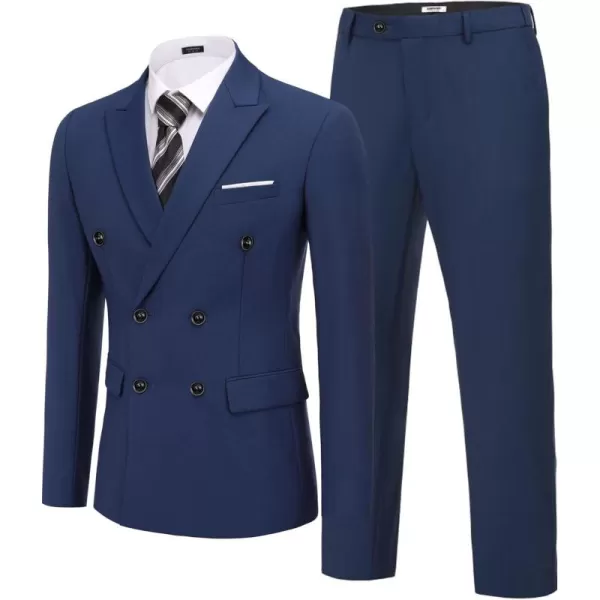 COOFANDY Men's 2 Piece Double Breasted Suits Slim Fit Tuxedo Jacket and Dress Pants Set for Wedding Business Prom