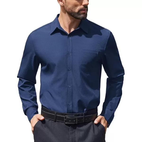 COOFANDY Mens Dress Shirts Long Sleeve Wrinkle Free Shirt Textured Business Casual Button Down Shirt